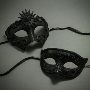 Black Roman Greek Emperor and Black Elegant Mask